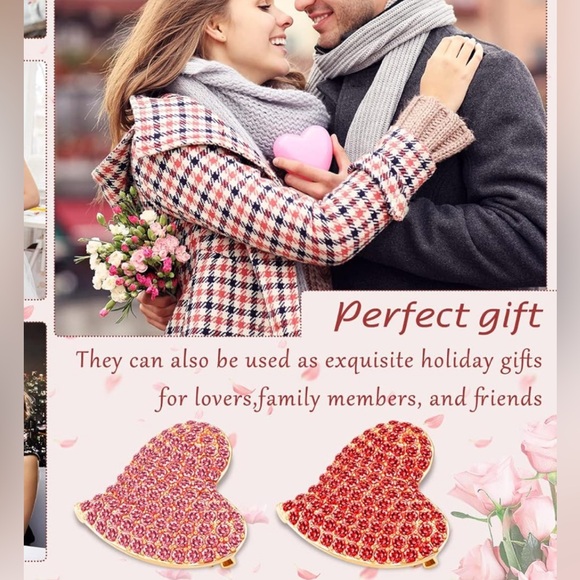 Heart-Shaped ♥️ Red or Pink Crystal Broach; Beautiful Gift 🎁 Ready - Picture 5 of 5